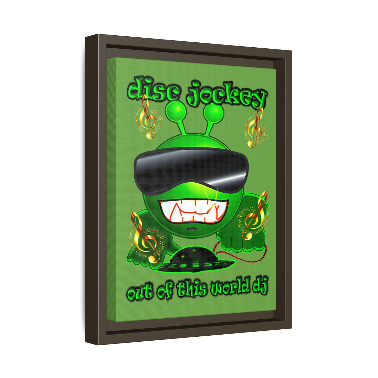 disc jockey - framed canvas art (green)