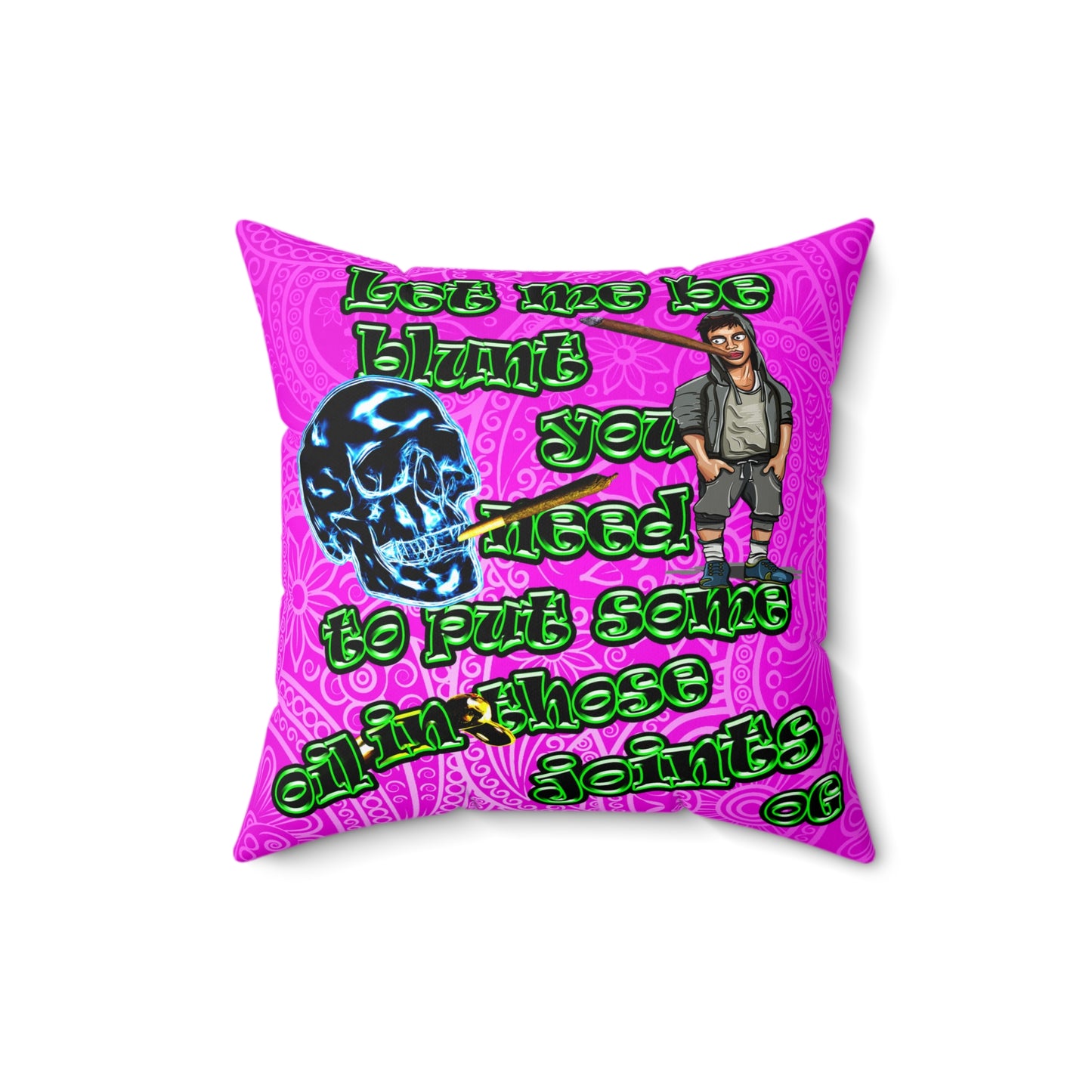 og - Spun Polyester Square Pillow - (pink swirl)