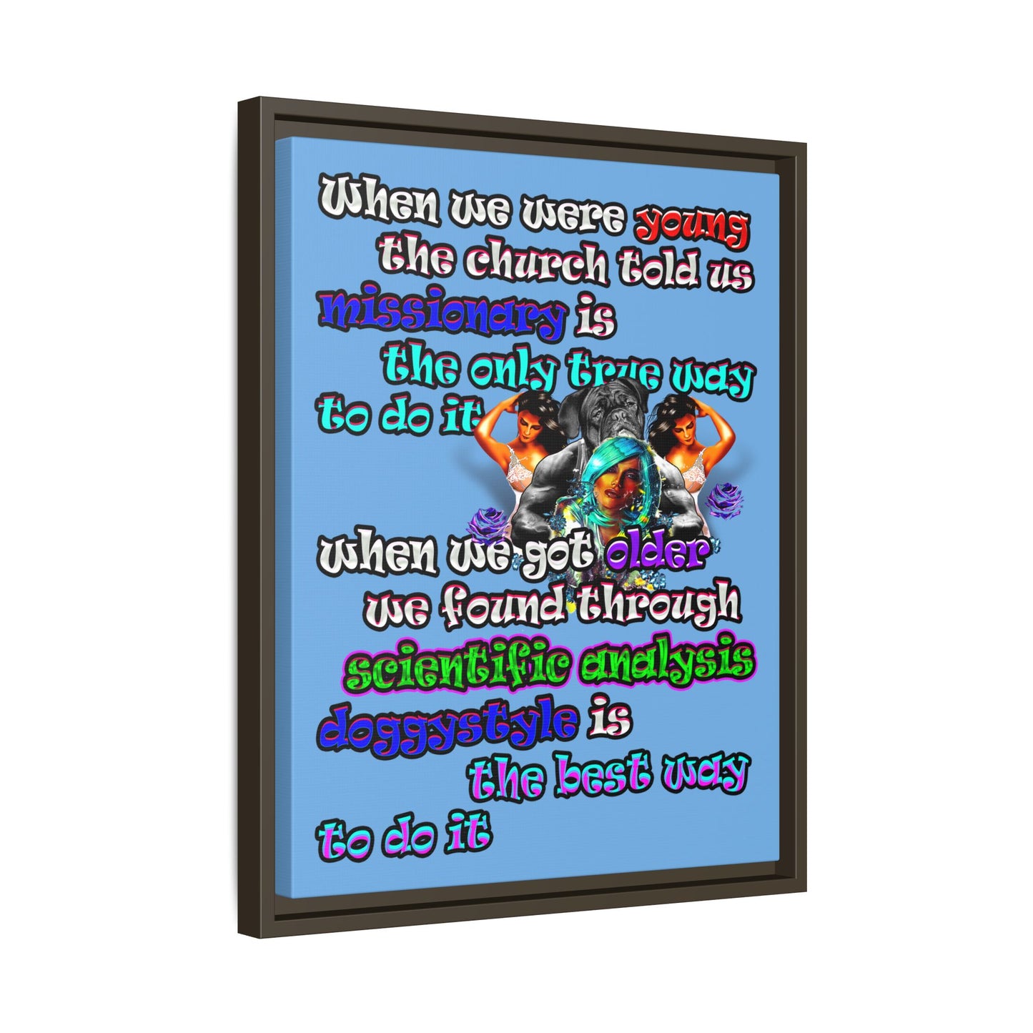 doggystyle - framed canvas art (light blue)