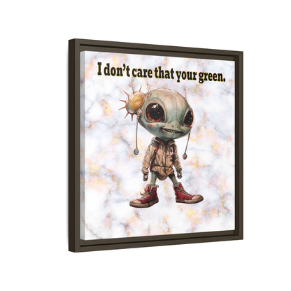 I don't care that your green - framed canvas art (white marble)