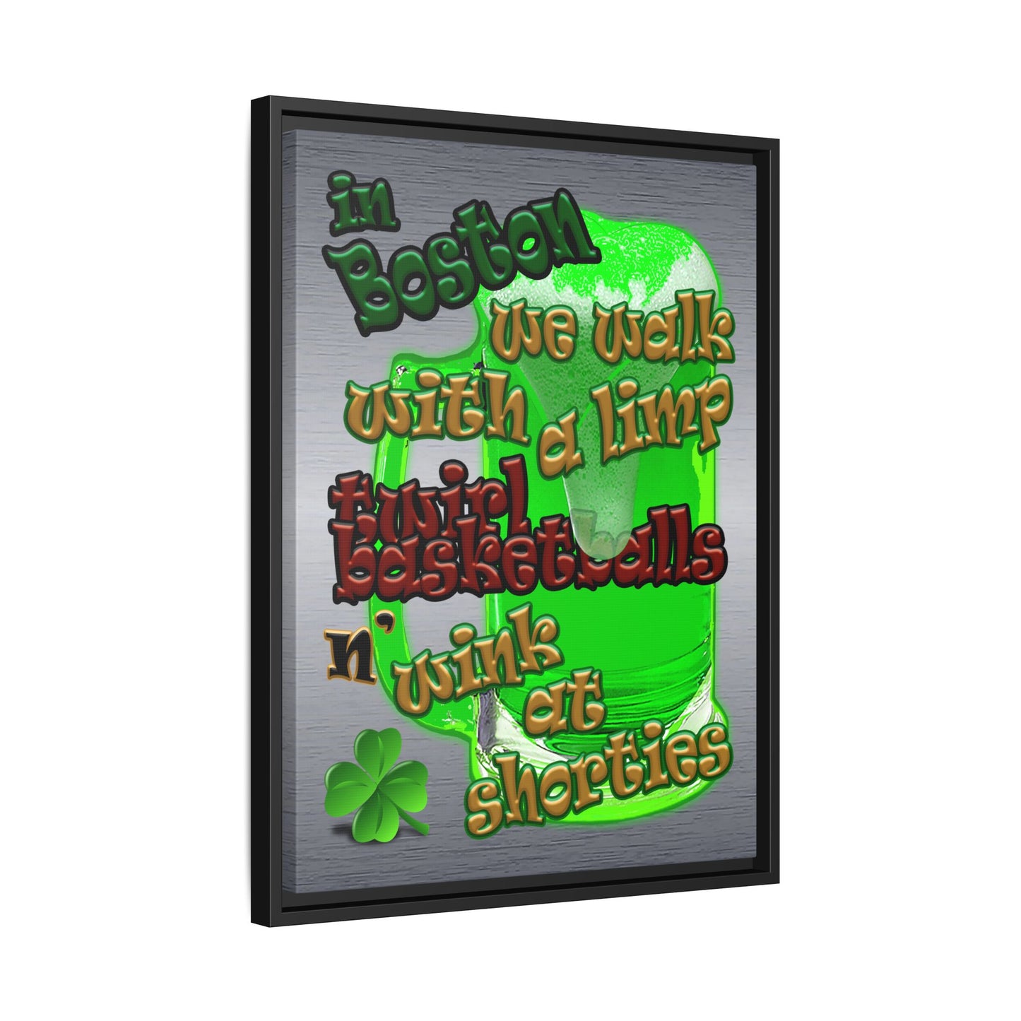 celtics logo - framed canvas art (brushed nickel)