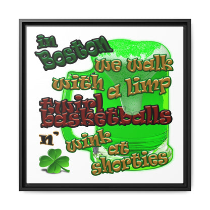 celtics logo - framed canvas art (white)