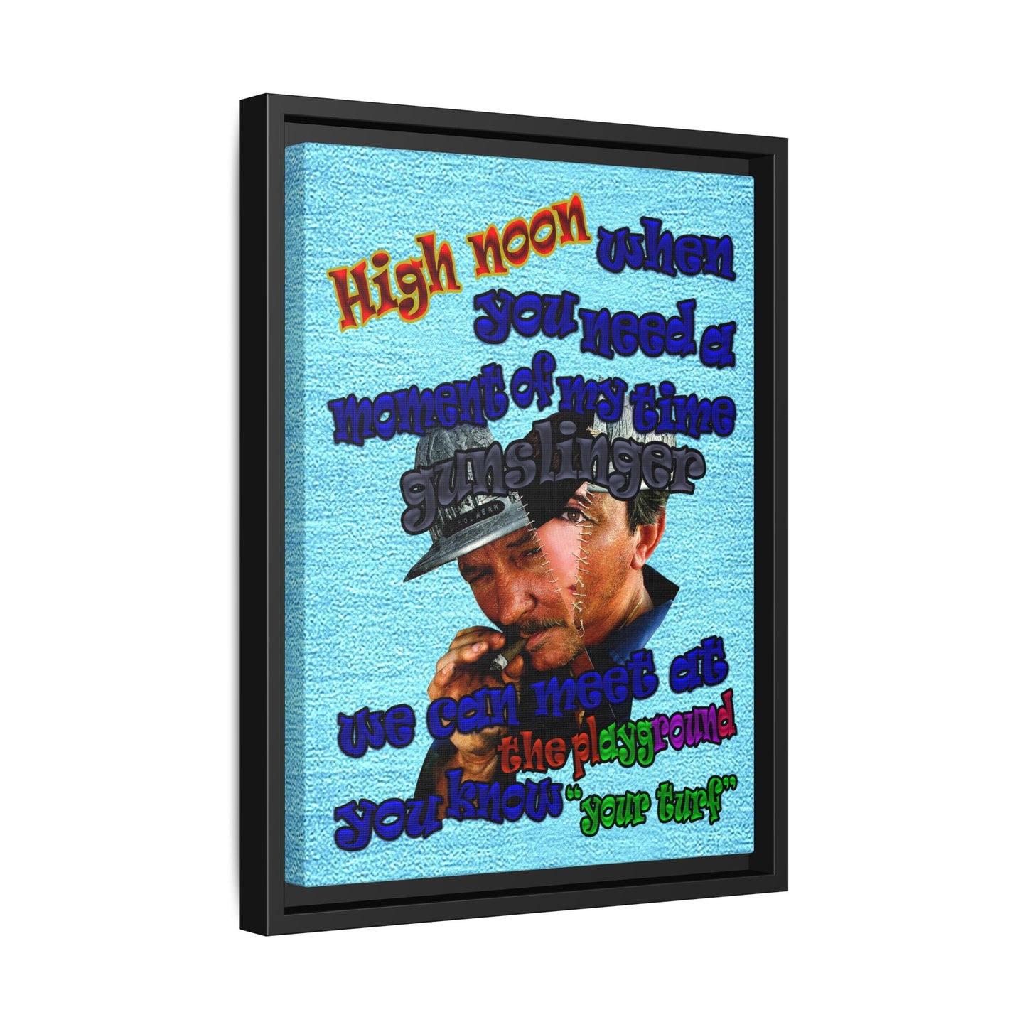 high noon - framed canvas art (faded blue)