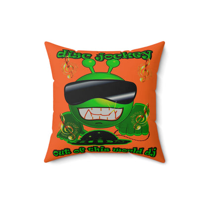 disc jockey - Faux Suede Square Pillow - (orange)