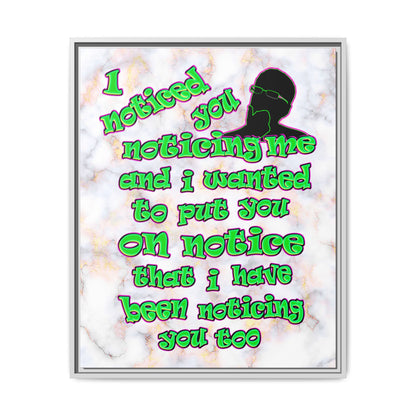 noticed you noticing - framed canvas art (white marble)