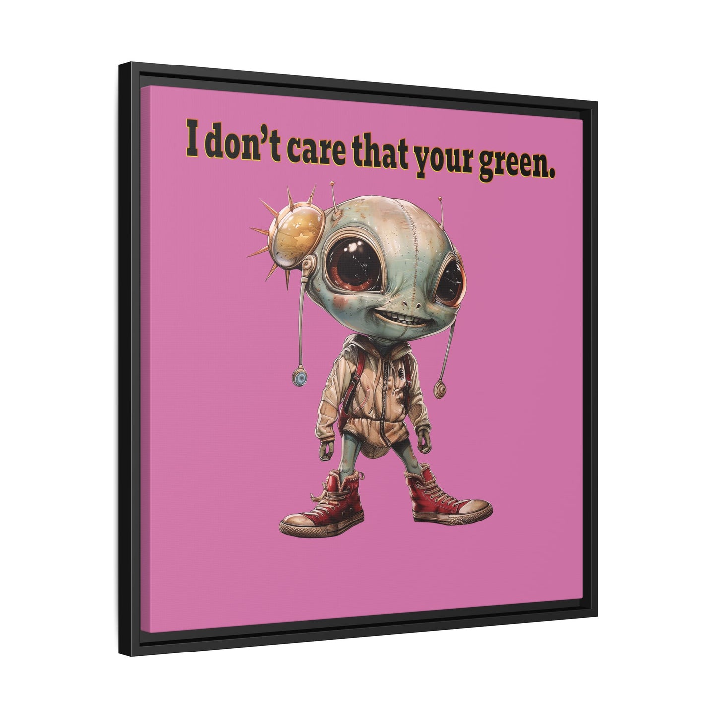 I don't care that your green - framed canvas art (light pink)