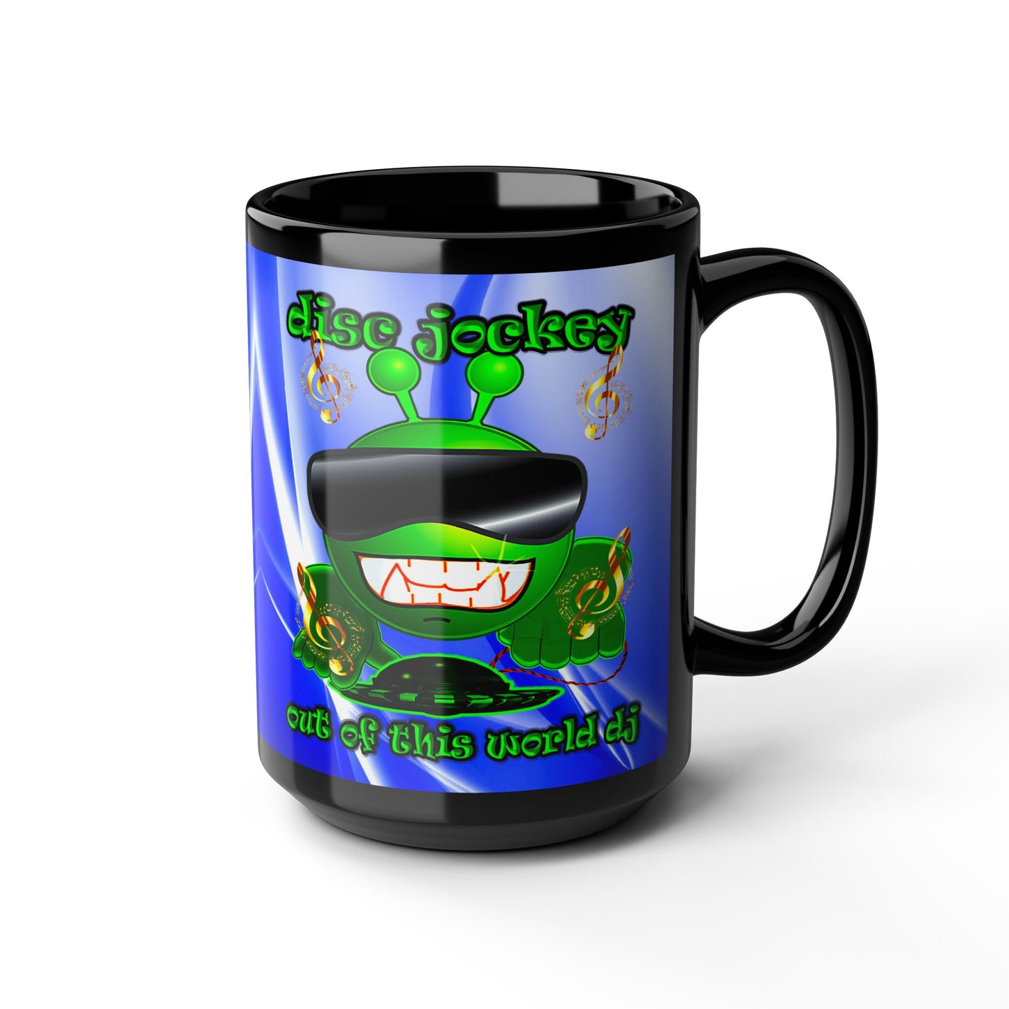 disc jockey - Black Mug (blue-white wave)