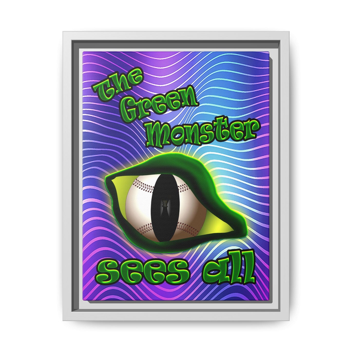 green monster - framed canvas art (purple wave)