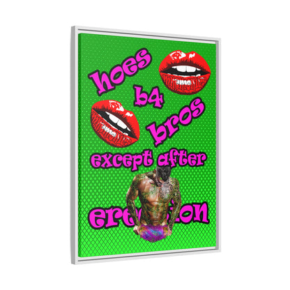 hoes b4 bros - framed canvas art (logo green)