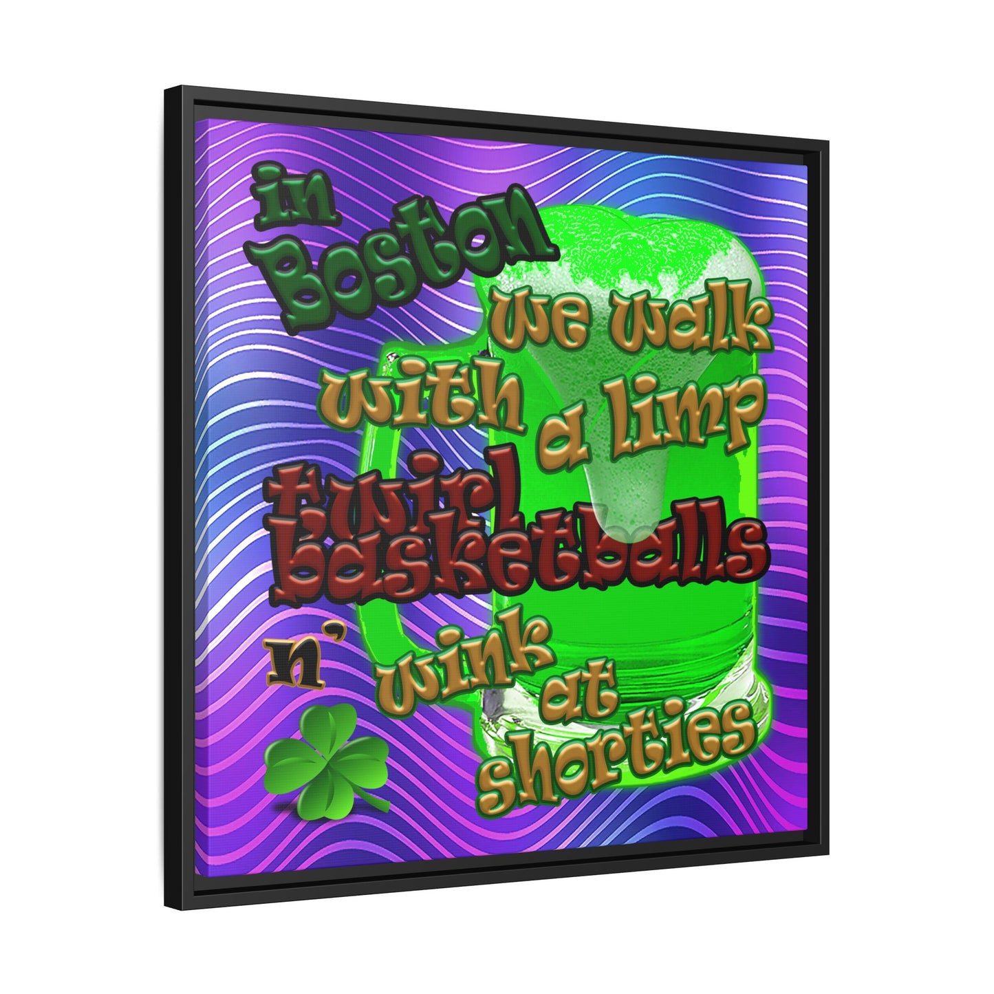 celtics logo - framed canvas art (purple wave)