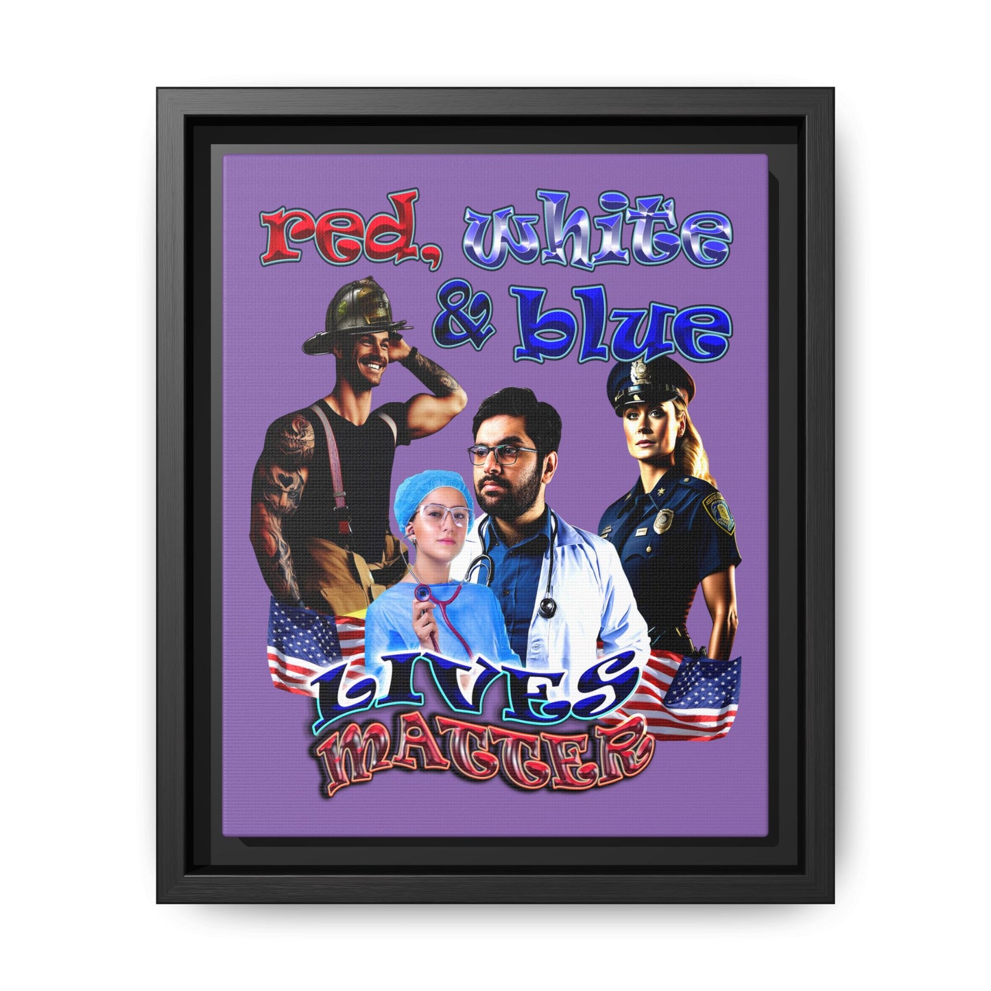 rw&b lives matter - framed canvas art (light purple)