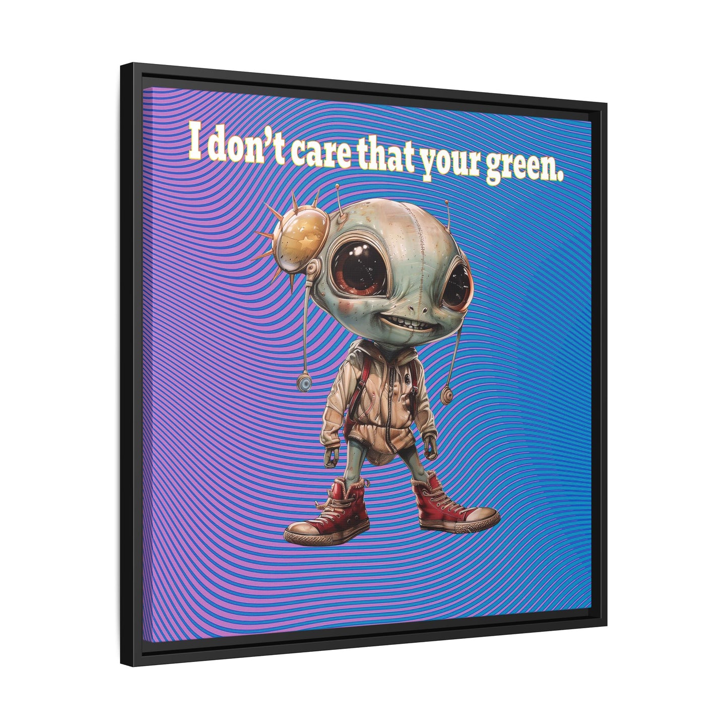 I don't care that your green - framed canvas art (light blue-purple wave)