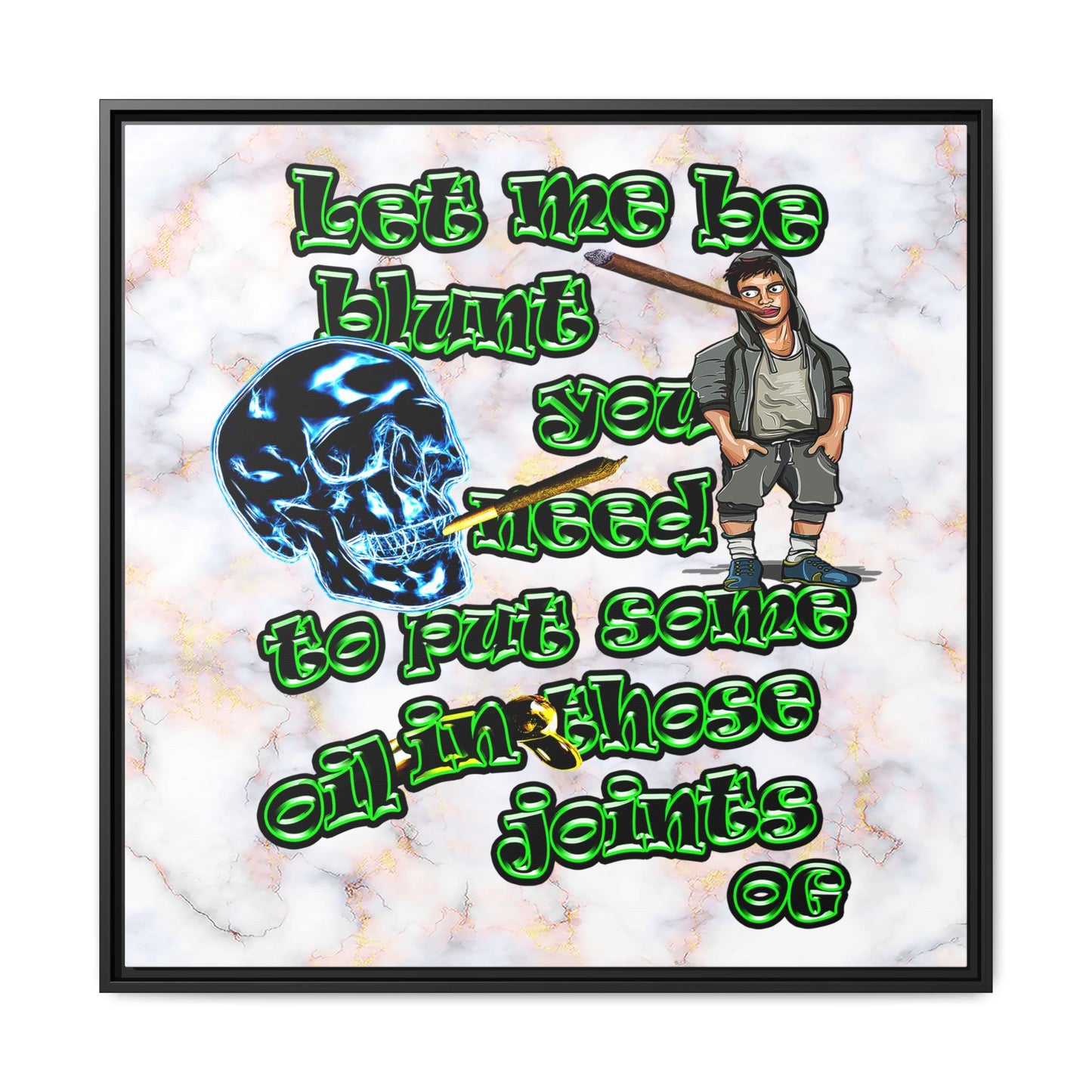 og - framed canvas art (white marble)