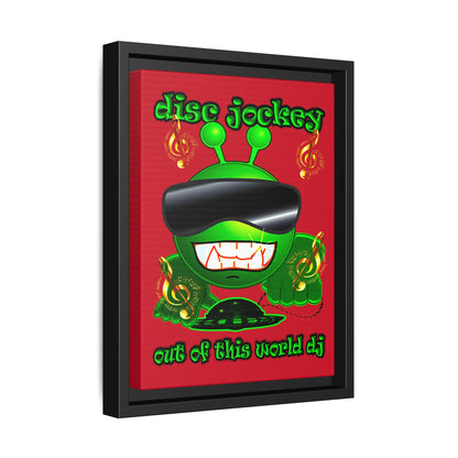 disc jockey - framed canvas art (dark red)