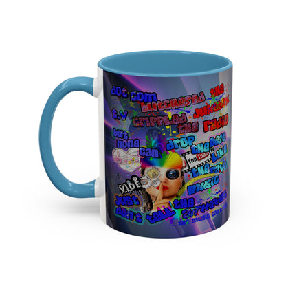 drop the beat - Accent Mug (grey-pink wave)