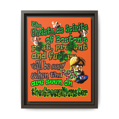 christmas spirits of boston - framed canvas art (orange)