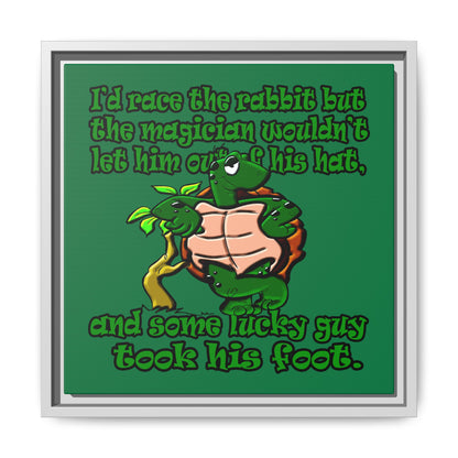turtle race - framed canvas art (dark green)