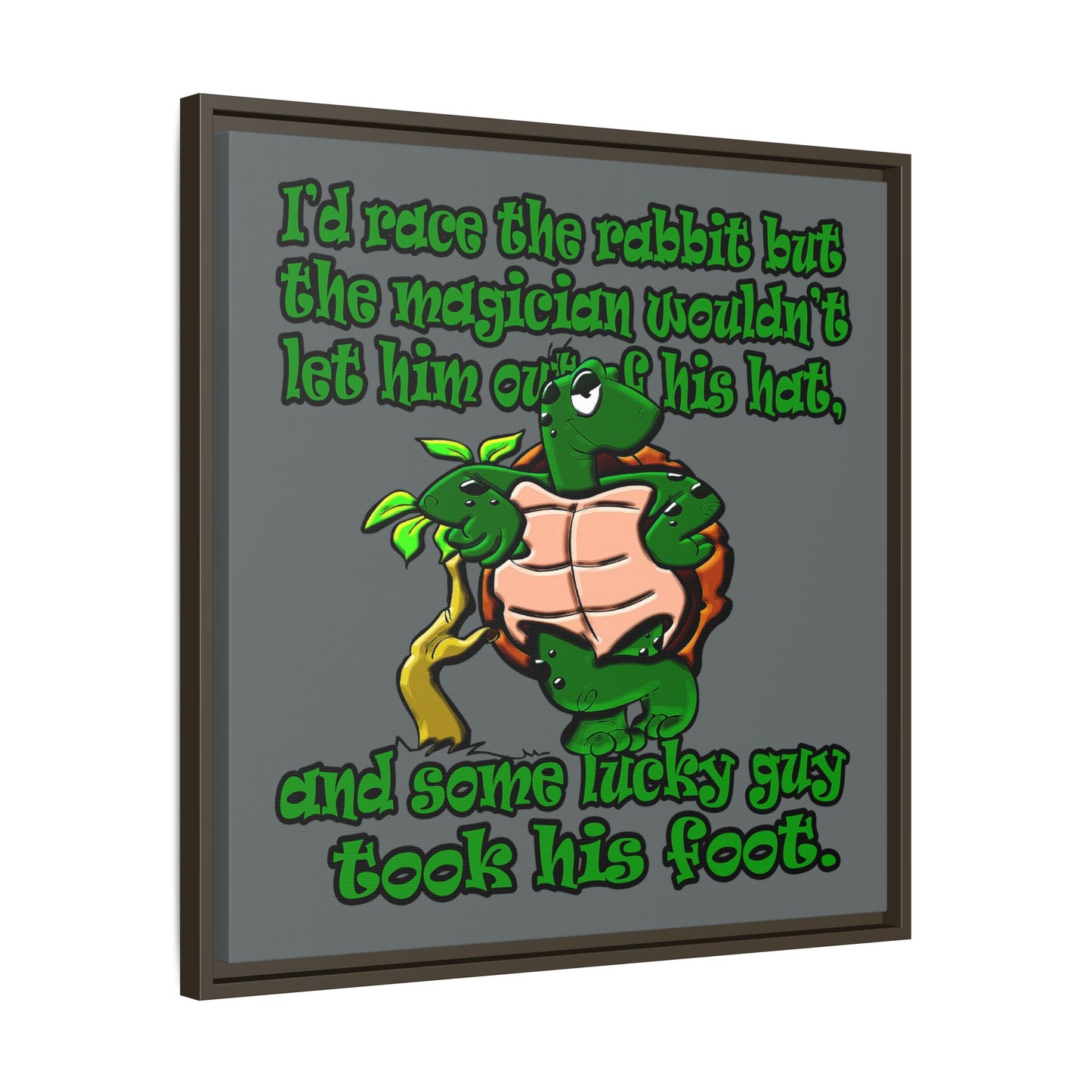 turtle race - framed canvas art (dark grey)