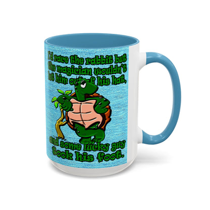 turtle race - Accent Mug (faded dark blue)