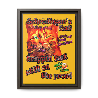 schrodinger's cat - framed canvas art (yellow)