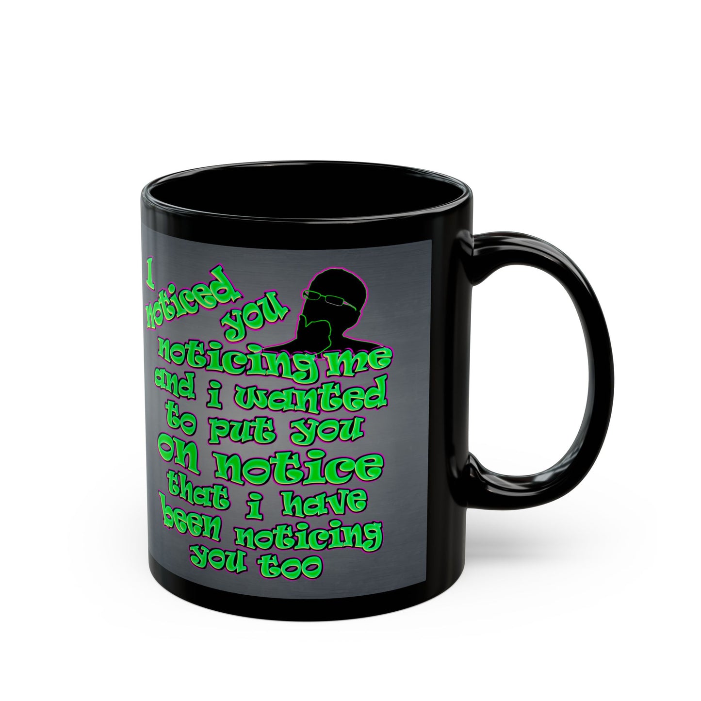 noticed you noticing - Black Mug (grey-light grey)