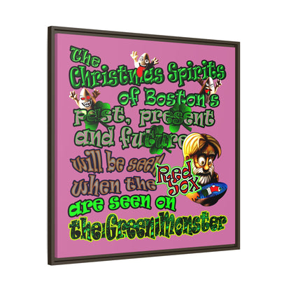 christmas spirits of boston - framed canvas art (light pink)