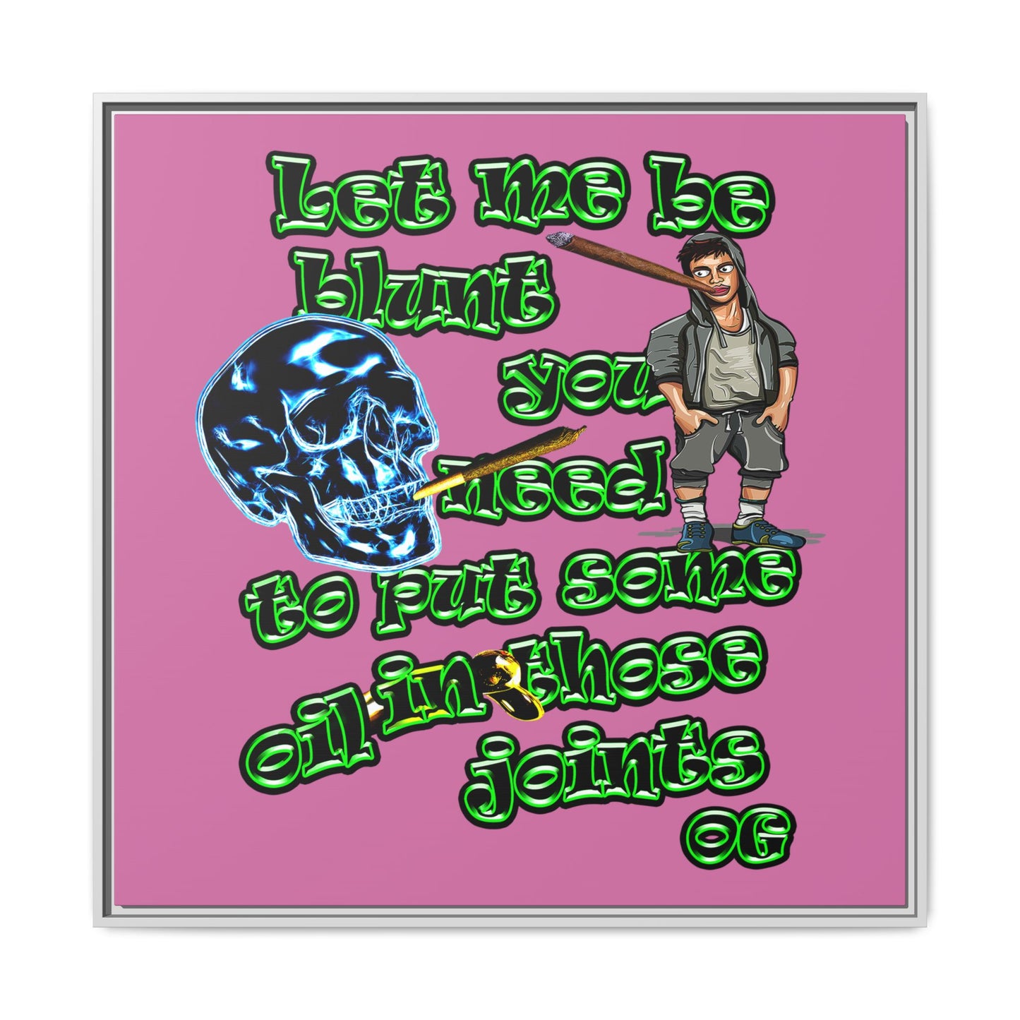 og - framed canvas art (light pink)