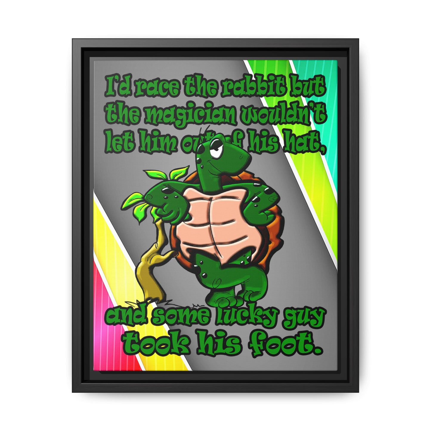turtle race - framed canvas art (rainbow split)