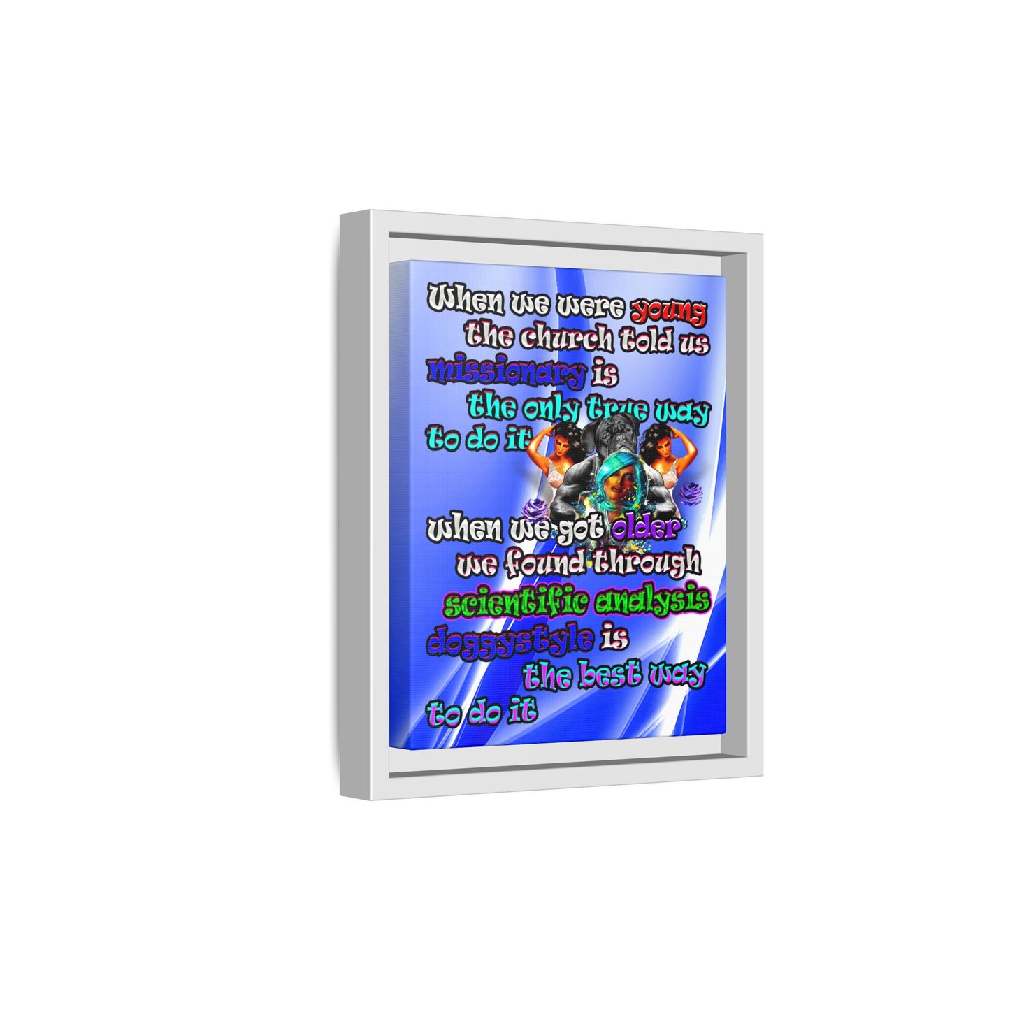doggystyle - framed canvas art (blue-white wave)