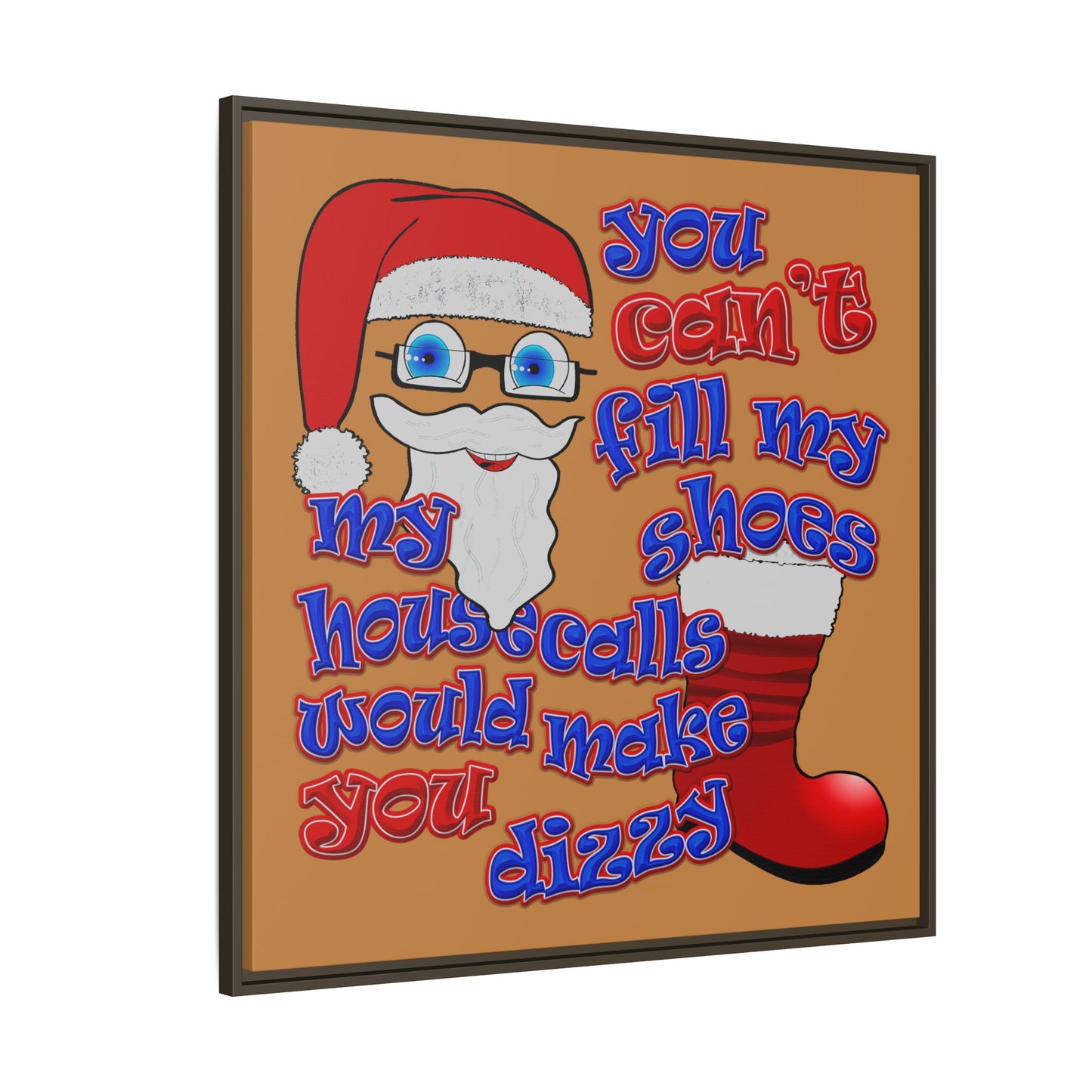 santa's shoes - framed canvas art (light brown)