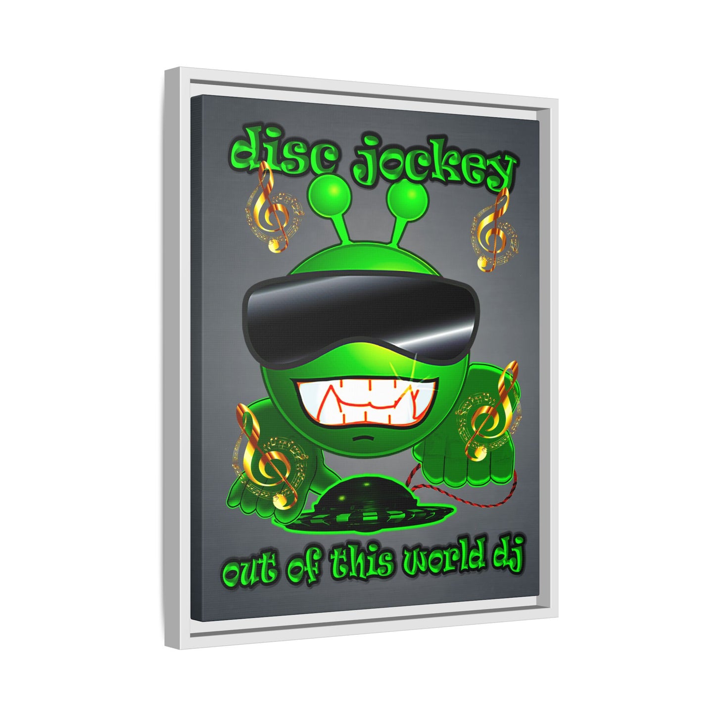 disc jockey - framed canvas art (grey-light grey)