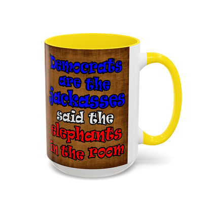 donkeys and elephants - Accent Mug (brown papyrus)