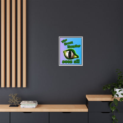 green monster - framed canvas art (light blue-purple wave)