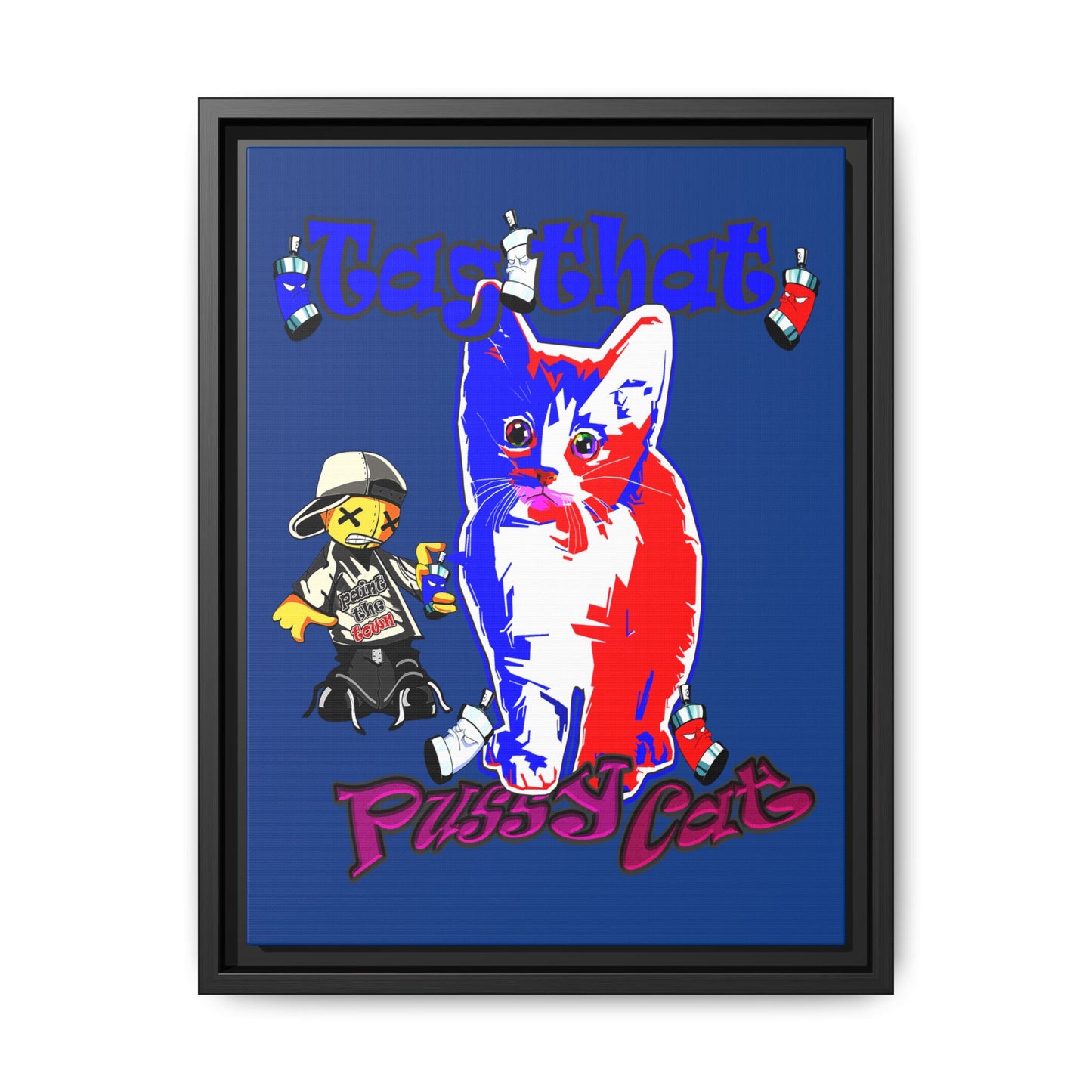 tag that - framed canvas art (dark blue)