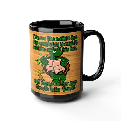 turtle race - Black Mug (butterscotch wood finish)