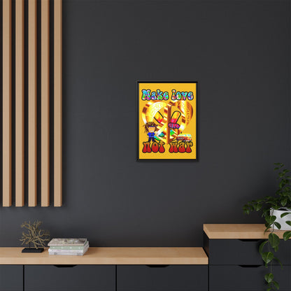 love peace - framed canvas art (yellow)
