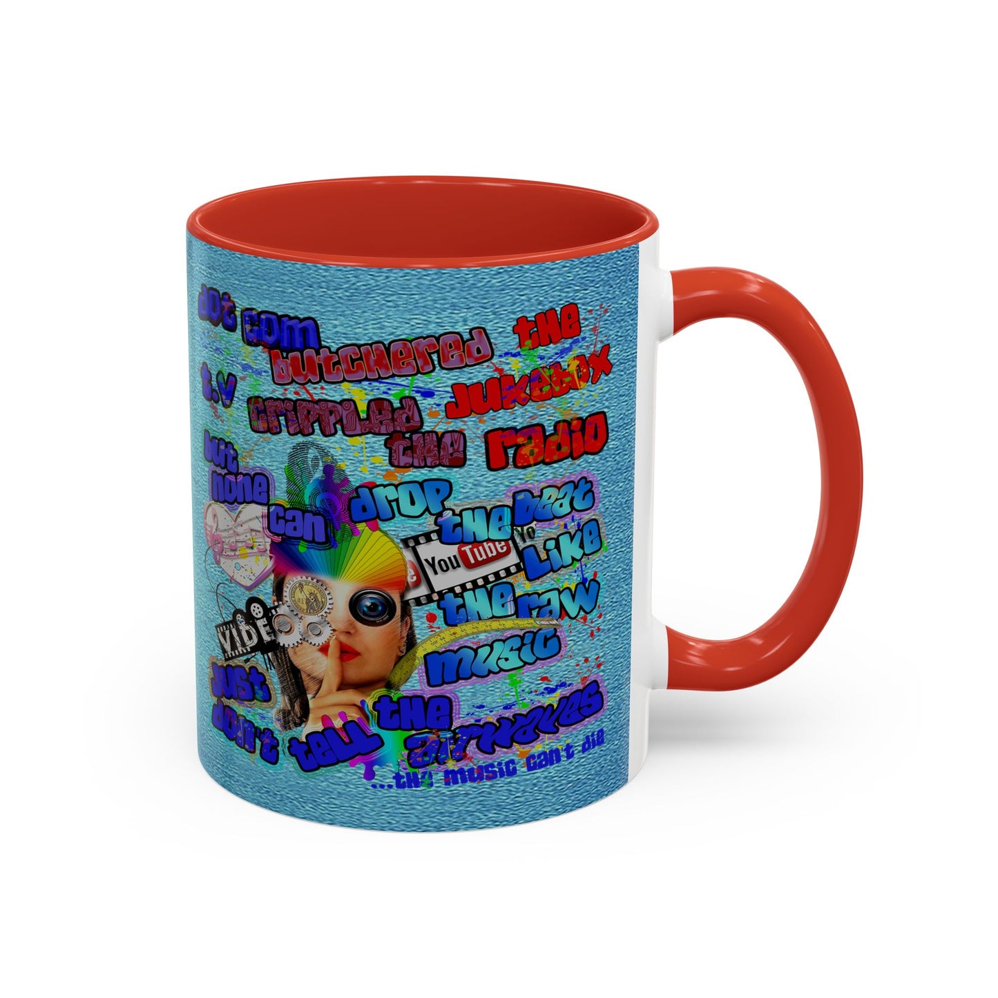 drop the beat - Accent Mug (faded blue)