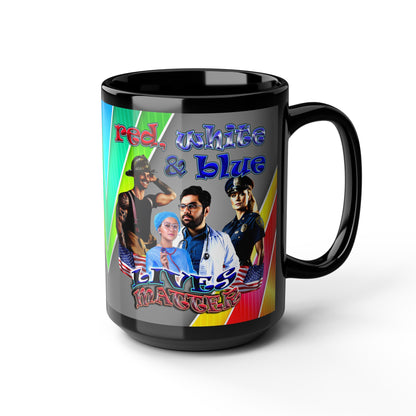 rw&b lives matter - Black Mug (rainbow split)