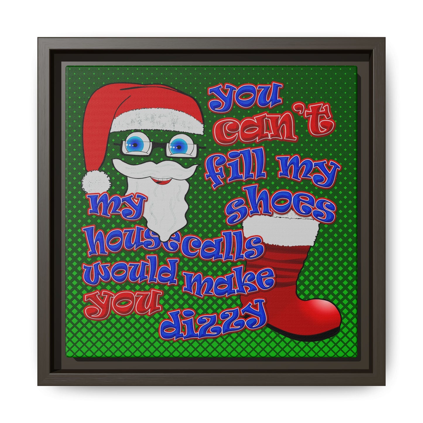 santa's shoes - framed canvas art (logo green)