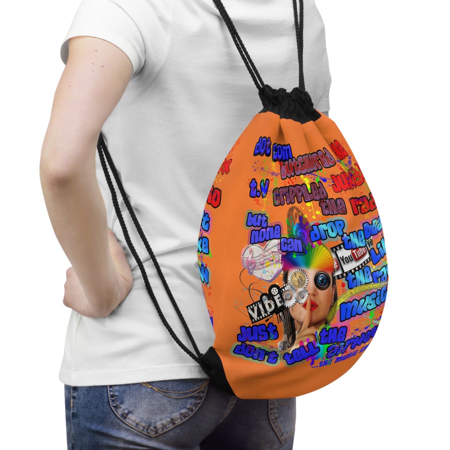 drop the beat - Drawstring Bag (crusta)