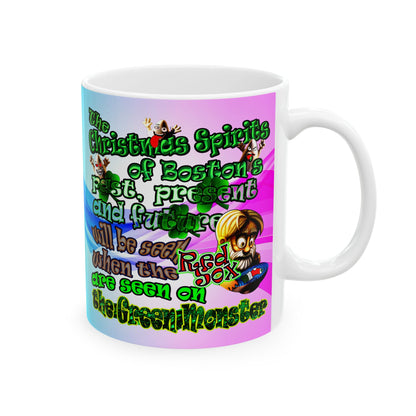 christmas spirits of boston - White Mug (light blue-pink wave)