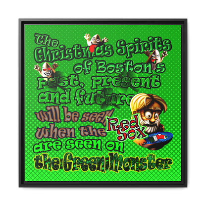 christmas spirits of boston - framed canvas art (logo green)