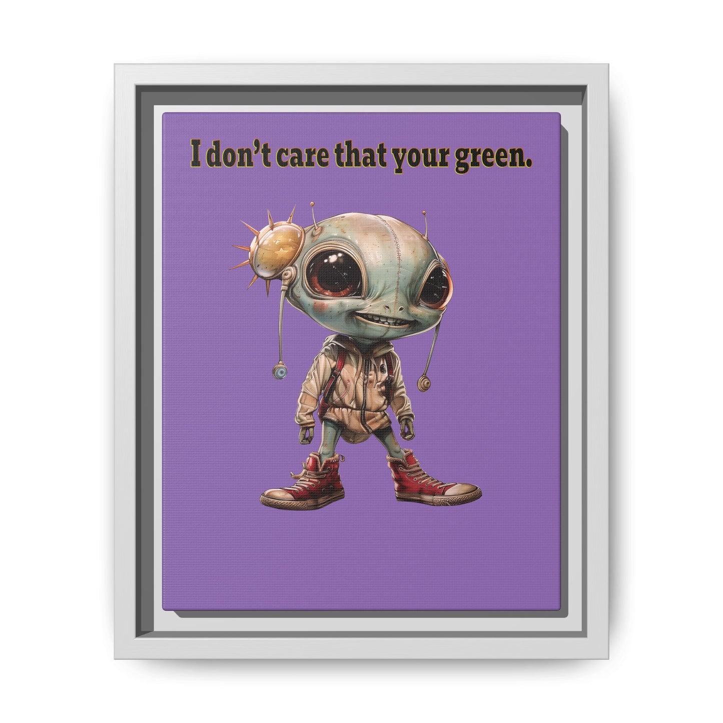I don't care that your green - framed canvas art (light purple)
