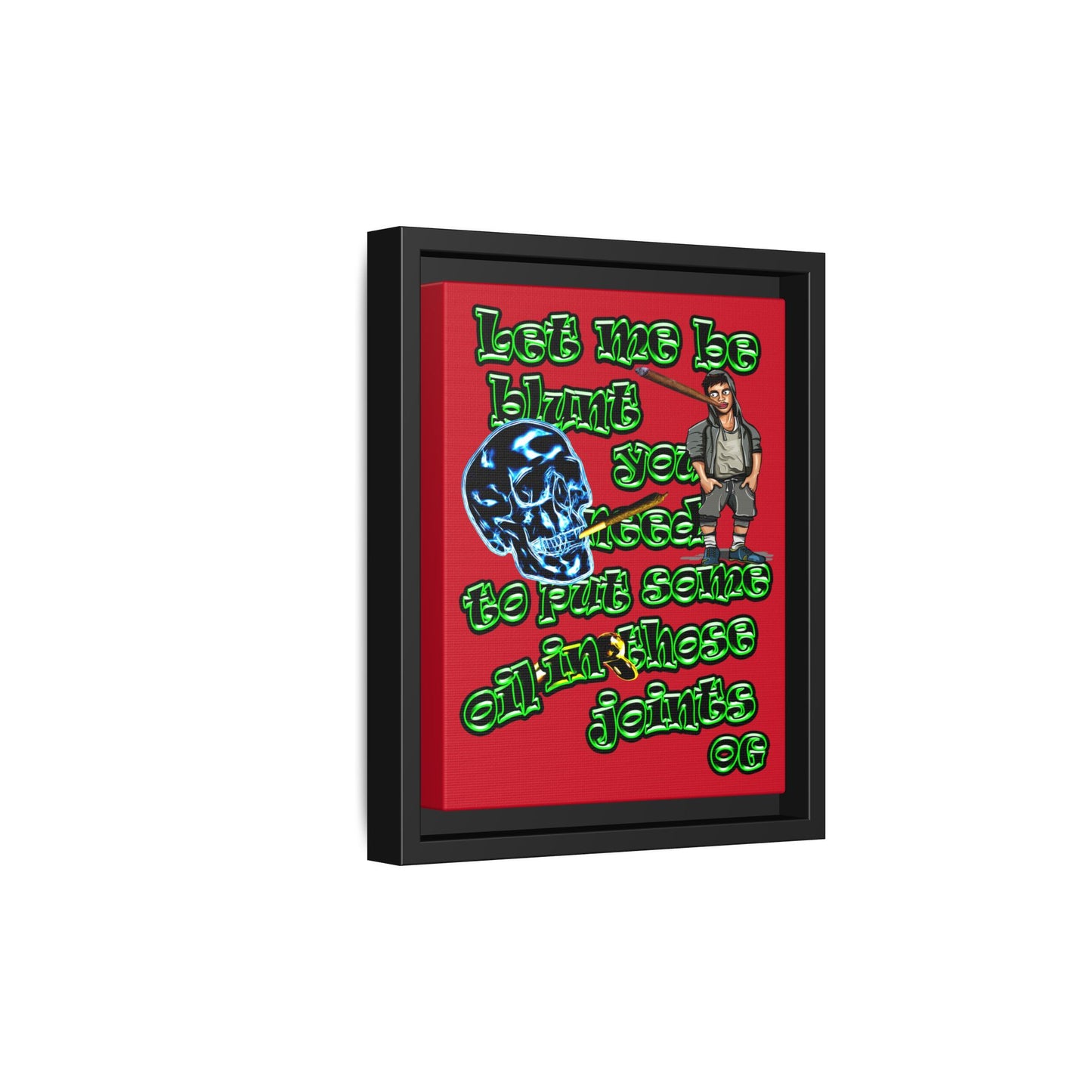 og - framed canvas art (dark red)