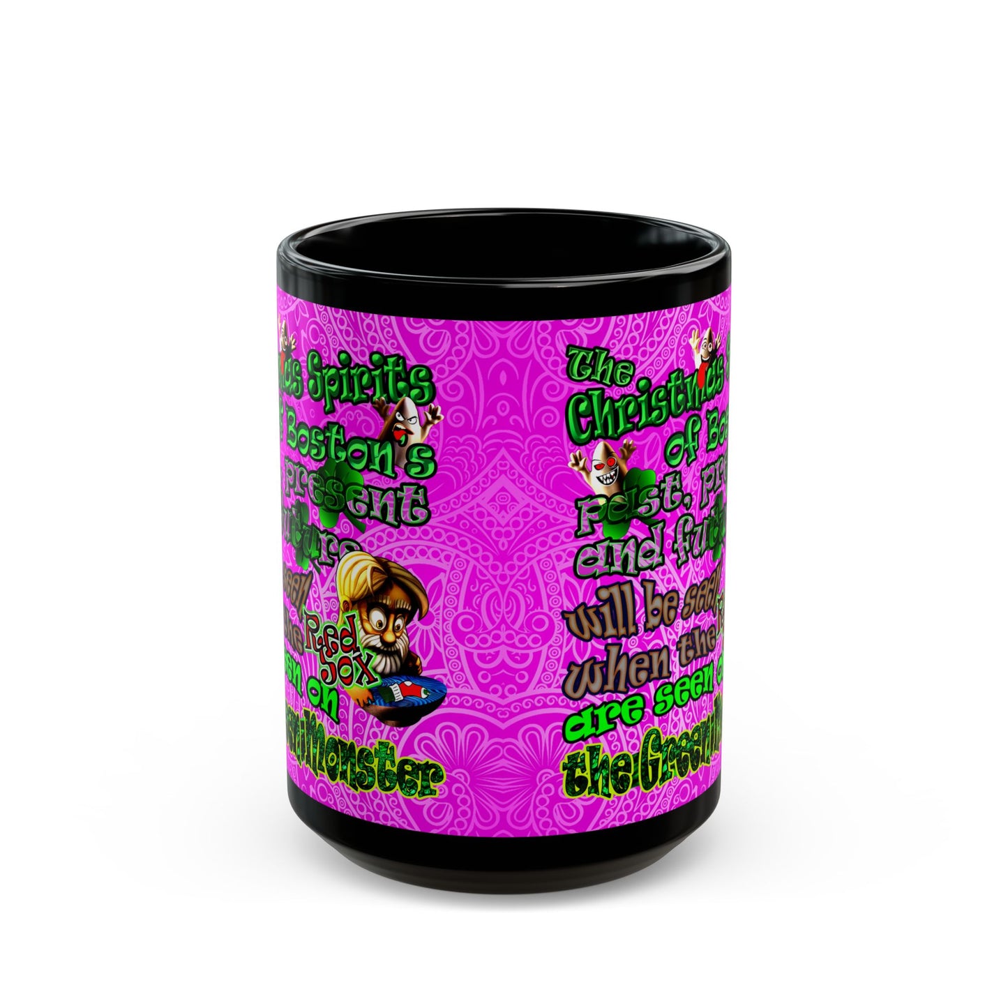 christmas spirits of boston - Black Mug (pink swirl)