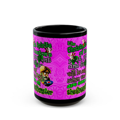 christmas spirits of boston - Black Mug (pink swirl)