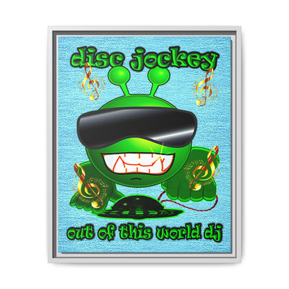 disc jockey - framed canvas art (faded blue)