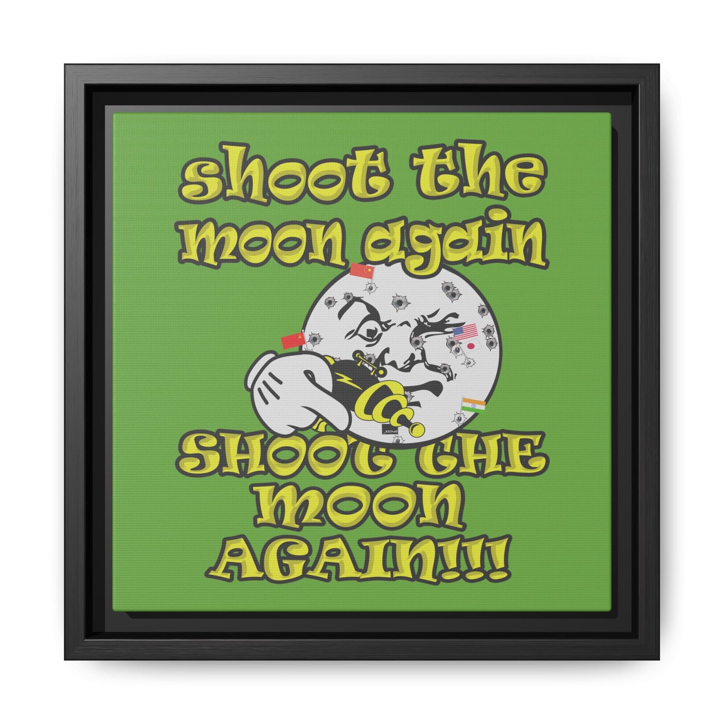 shoot the moon again - framed canvas art (green)