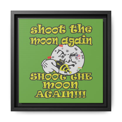 shoot the moon again - framed canvas art (green)