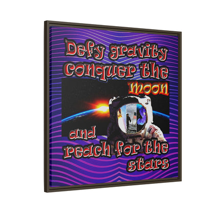 defy conquer reach - framed canvas art (purple wave)